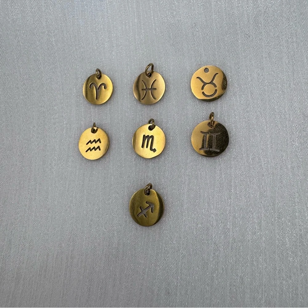Zodiac Circle Charms | Gold | Stainless Steel